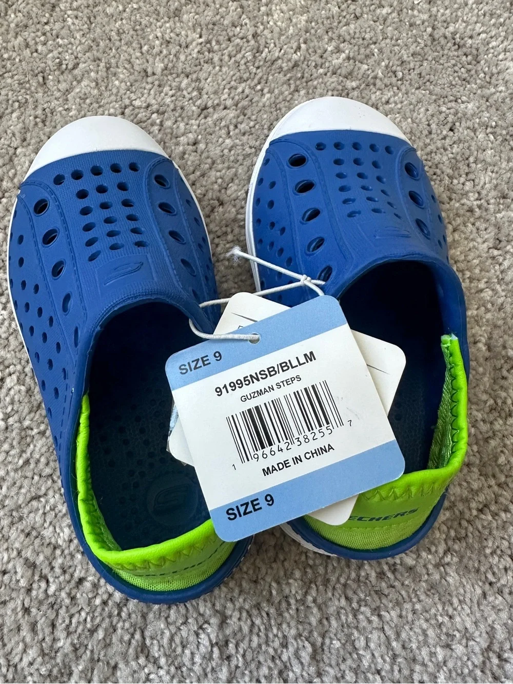 Skechers Kids Blue and Lime Foamies Water Shoes - Toddler Size 9